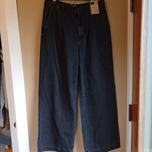 Madewell The Harlow Denim Wide-Leg Pants Pleated Trouser Style Size 30W New Tags